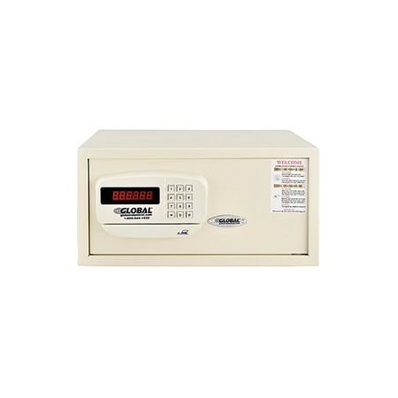 Global Industrial Personal Hotel Safe Electronic Lock w/Card Slot 18Wx15Dx9H Keyed Alike, WHT 493384A